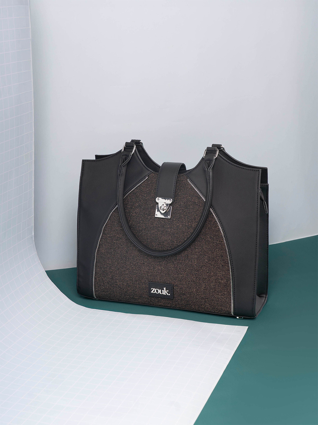 Alt by Zouk Printed Swagger Shoulder Tote Bag with Applique