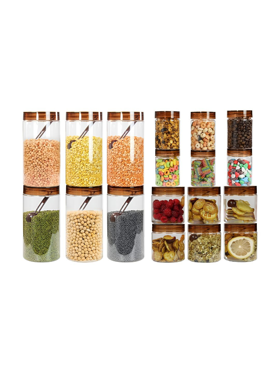 Pearlpet Brown 18 Pieces Plastic Easy To Clean Core Container