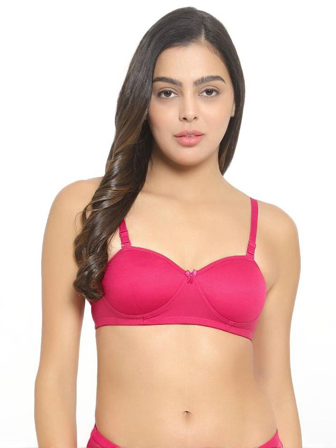 Women Cotton Pink Padded Non-Wired Lingerie Bra Sport wear Gym Crop Tank Top