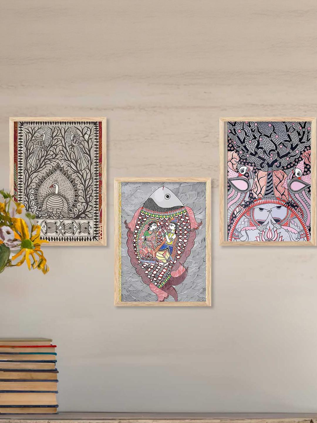 Madhubani Wall Art  With Frame Home Decor Wall Painting For Living Room Office Bedroom