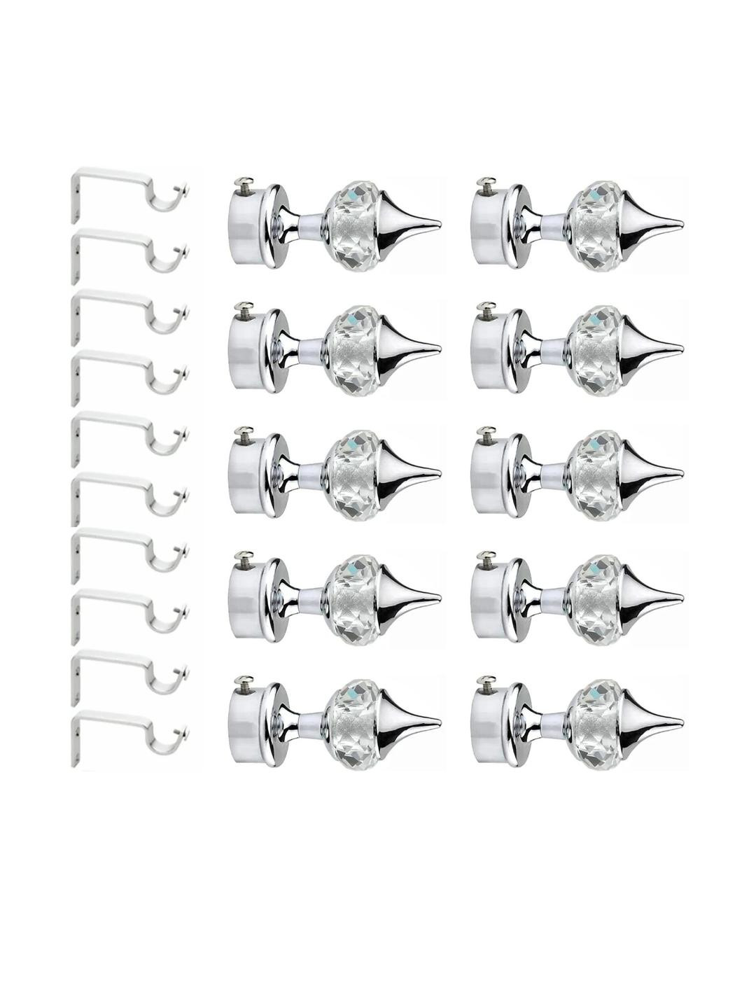 Ghazian Silver Curtain Knobs, Rod Rail Bracket Metal (Pack of 20)