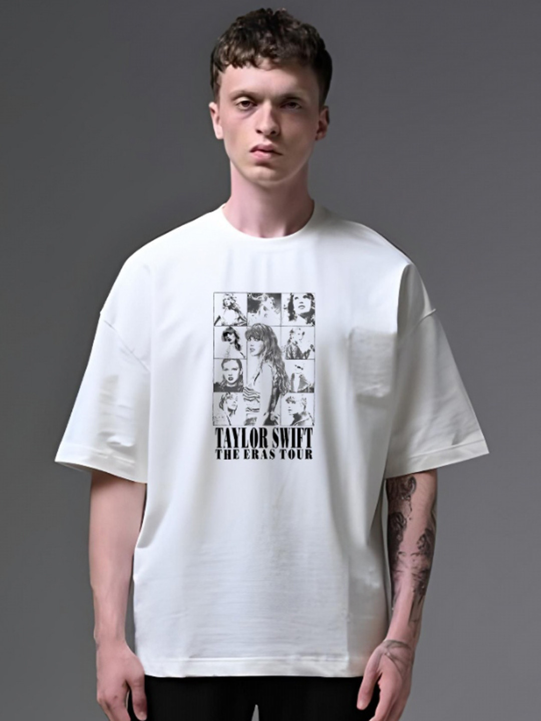 Stitchmeashirt Taylor Swift Era Men Printed Drop-Shoulder Sleeves Cotton T-shirt