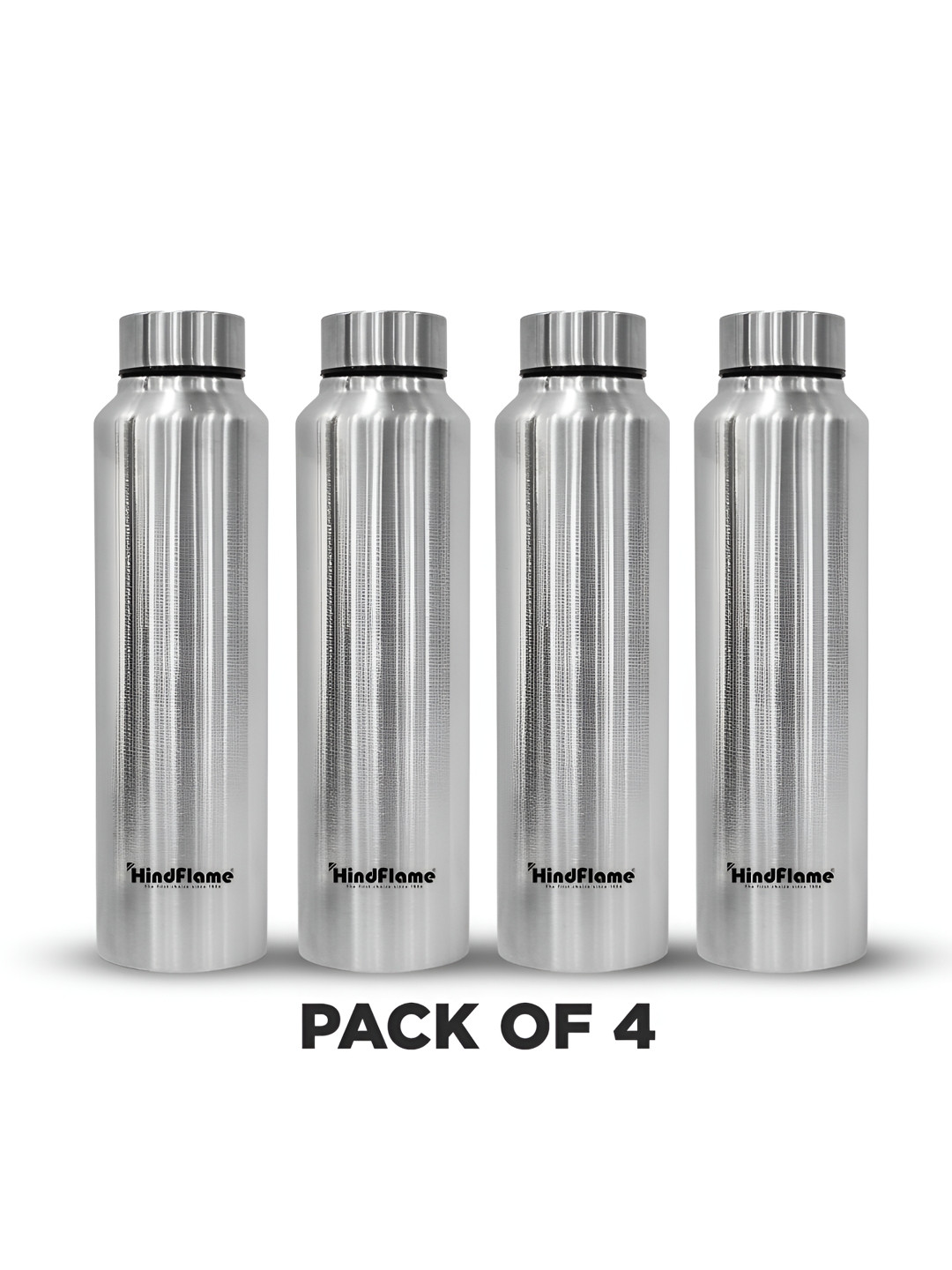 Hindflame Silver Steel Pro (Pack of 4) Stainless Steel Wall Vacuum Water Bottle 1000ml