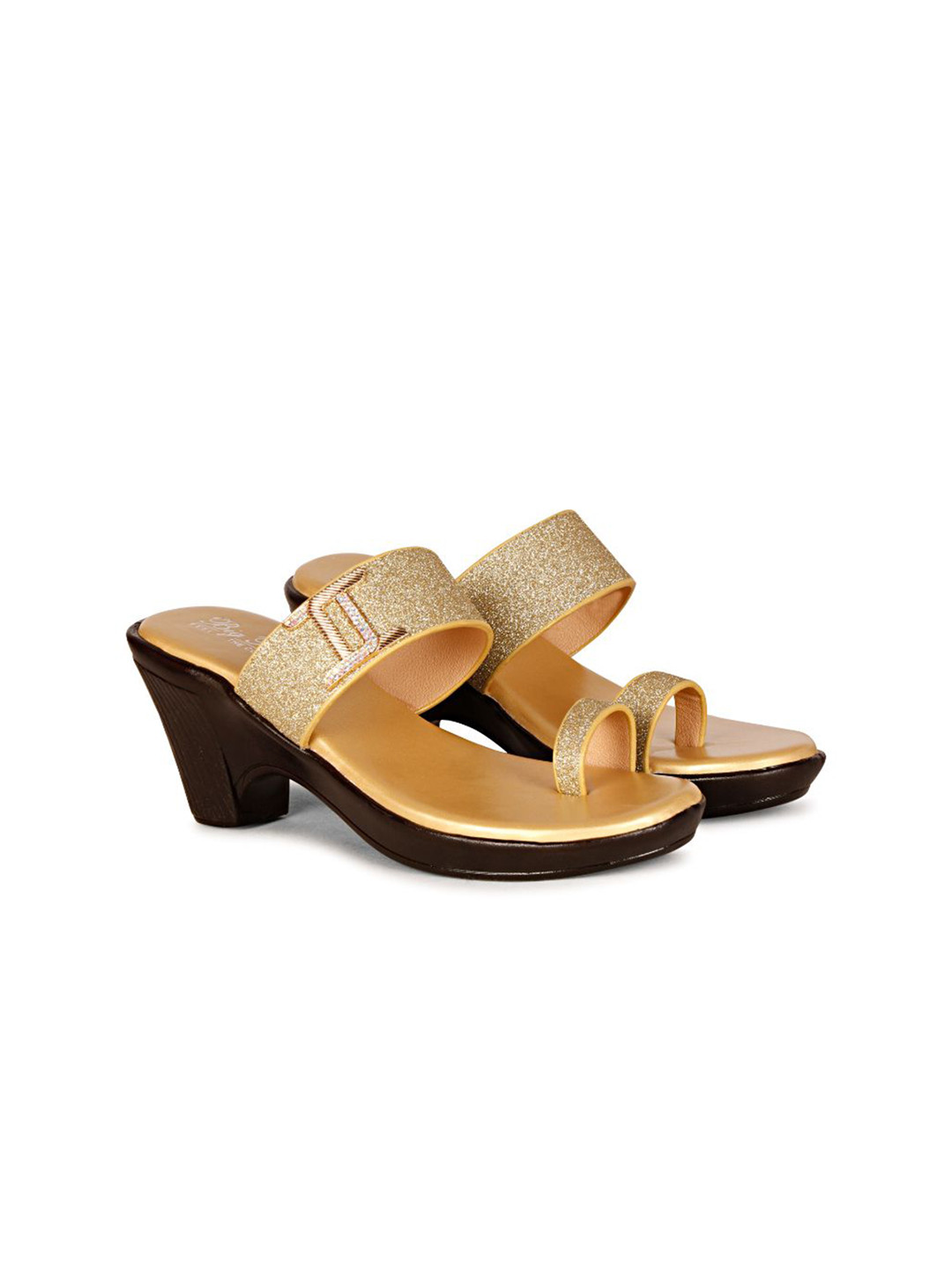 BIG BIRD FOOTWEAR Women Embellished Party PU Block Sandals
