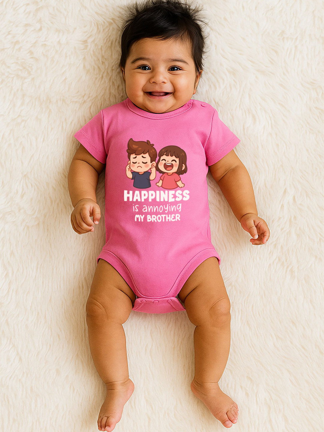 Zeezeezoo Infants Annoying Brother Printed Pure Cotton Round Neck Bodysuit