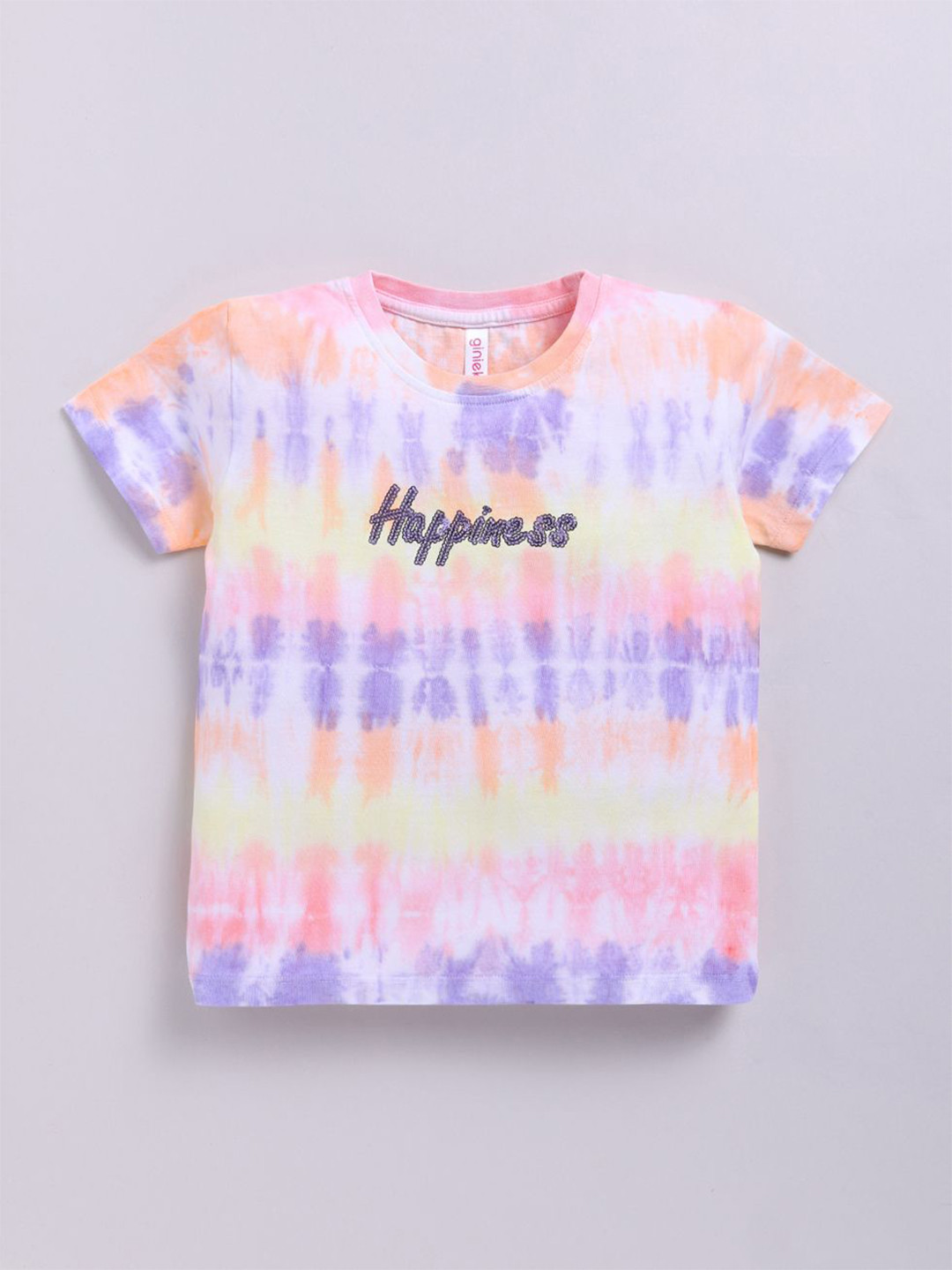 giniekids Girls Dyed Round Neck Cotton Top