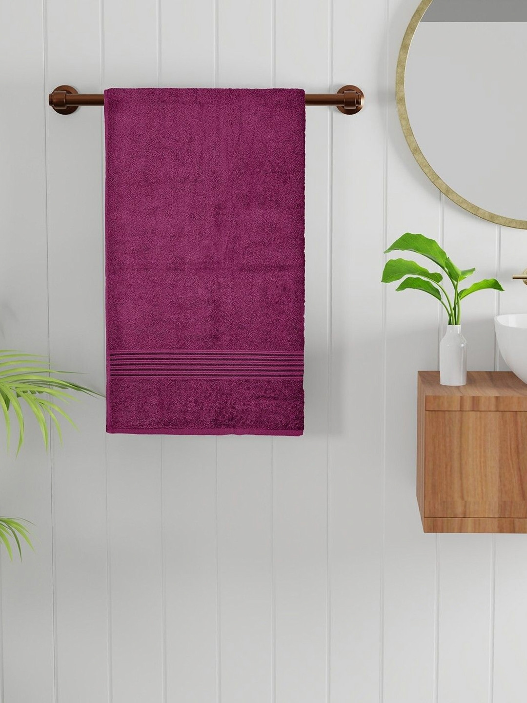 Bichauna Maroon Cotton 400 GSM Bath Towel