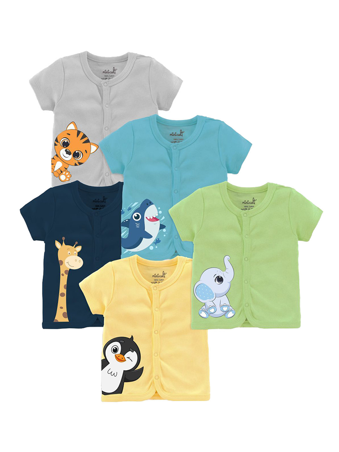 x2o Infants Pack Of 5 Printed Cotton Jhabla JBL_HF_E004_14_P5