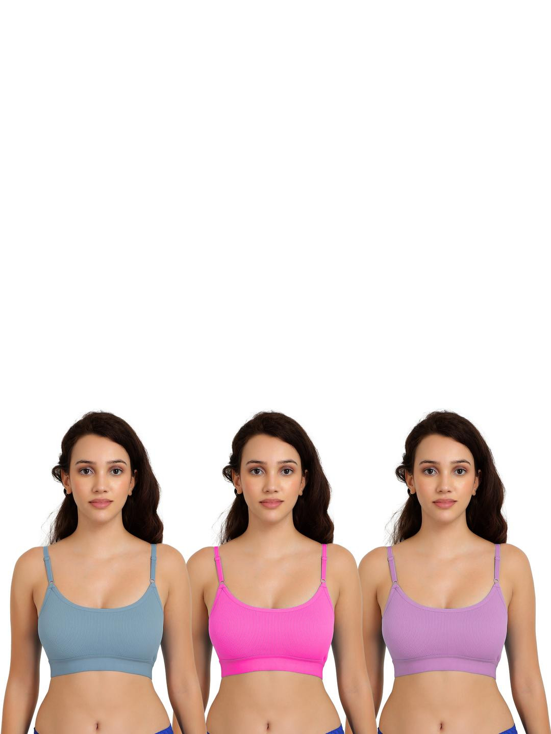 Women Cotton Blue,Pink,Purple Non Padded Non-Wired Lingerie Bra Sport wear Gym Crop Tank Top