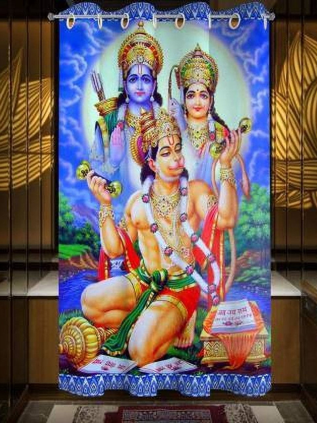 BELLA TRUE Blue And Red Ethnic Motifs Printed Regular Door Curtain