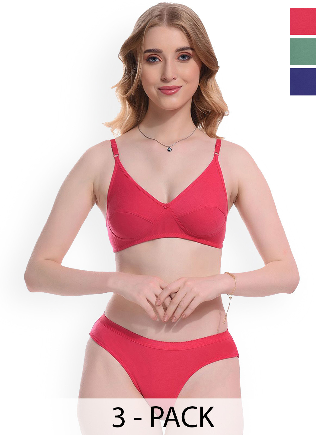 Samvar Pack Of 3 Non-Padded Non-Wired Lingerie Set Ruchi-Set_B,P,G