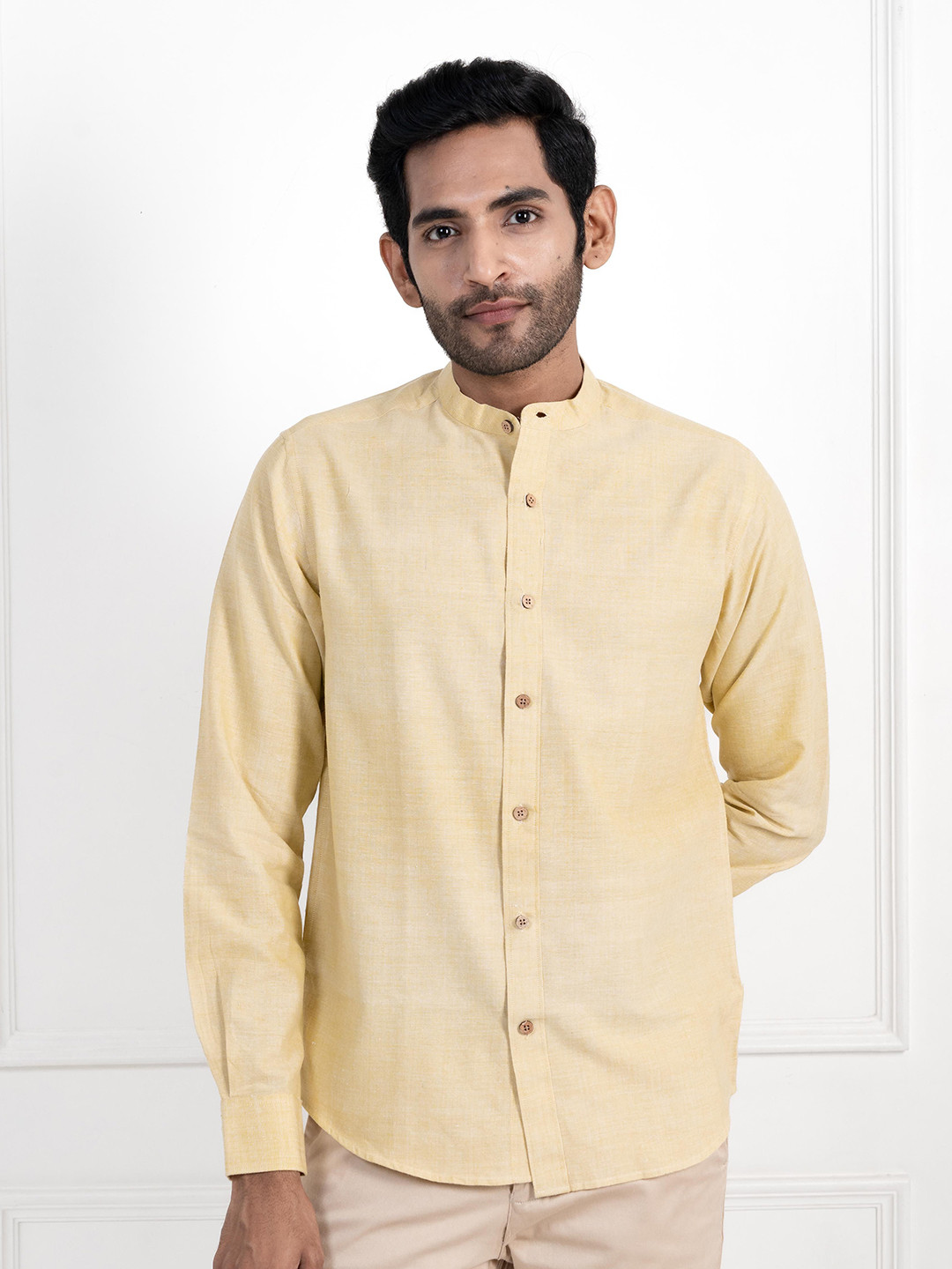 Earthy Route Men Comfort Band Collar Shirt