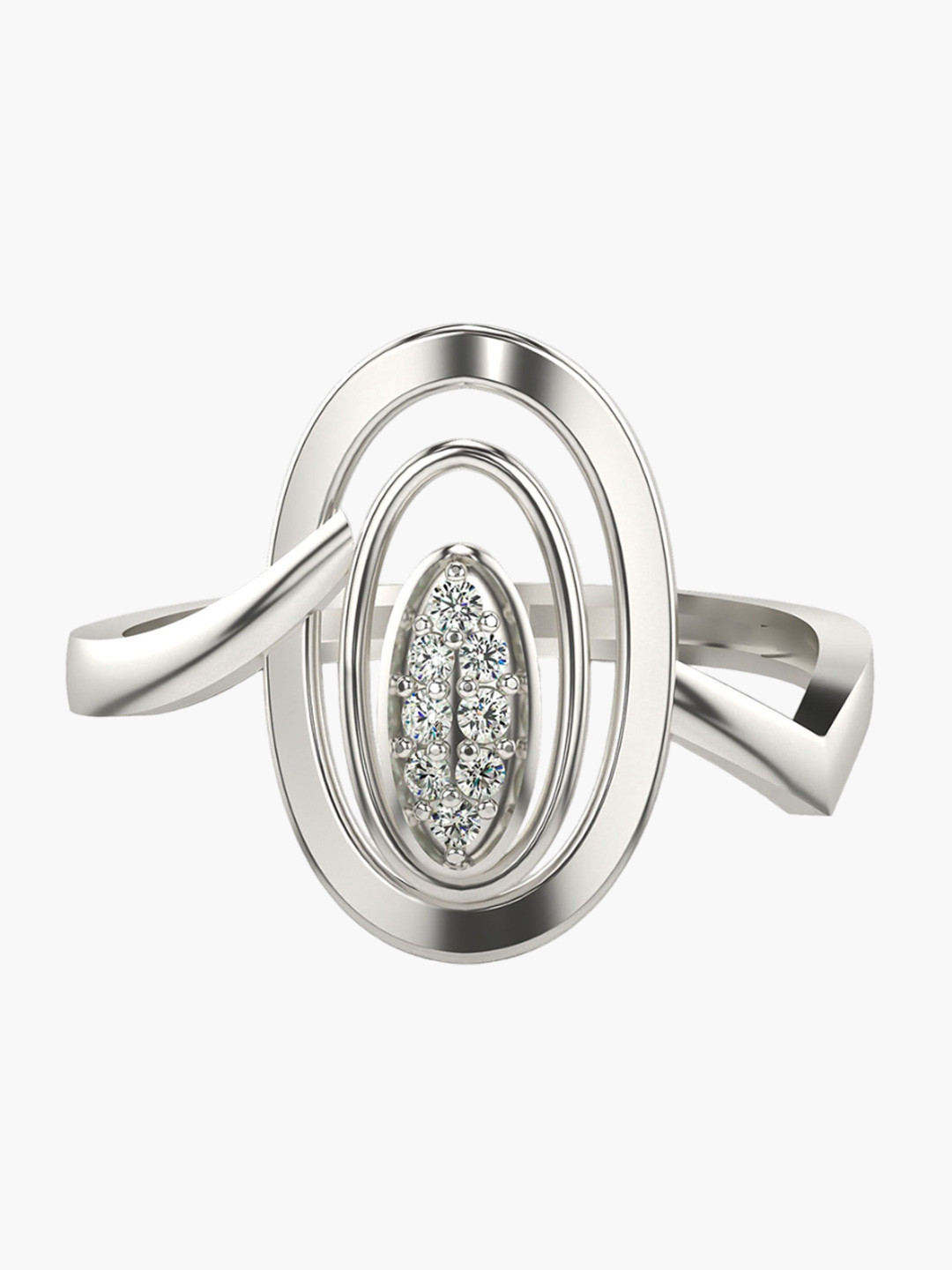 VALANOVA Women 18K Sterling Silver Plated 0.07 Ct White Gold Lab Grown Diamond Ring
