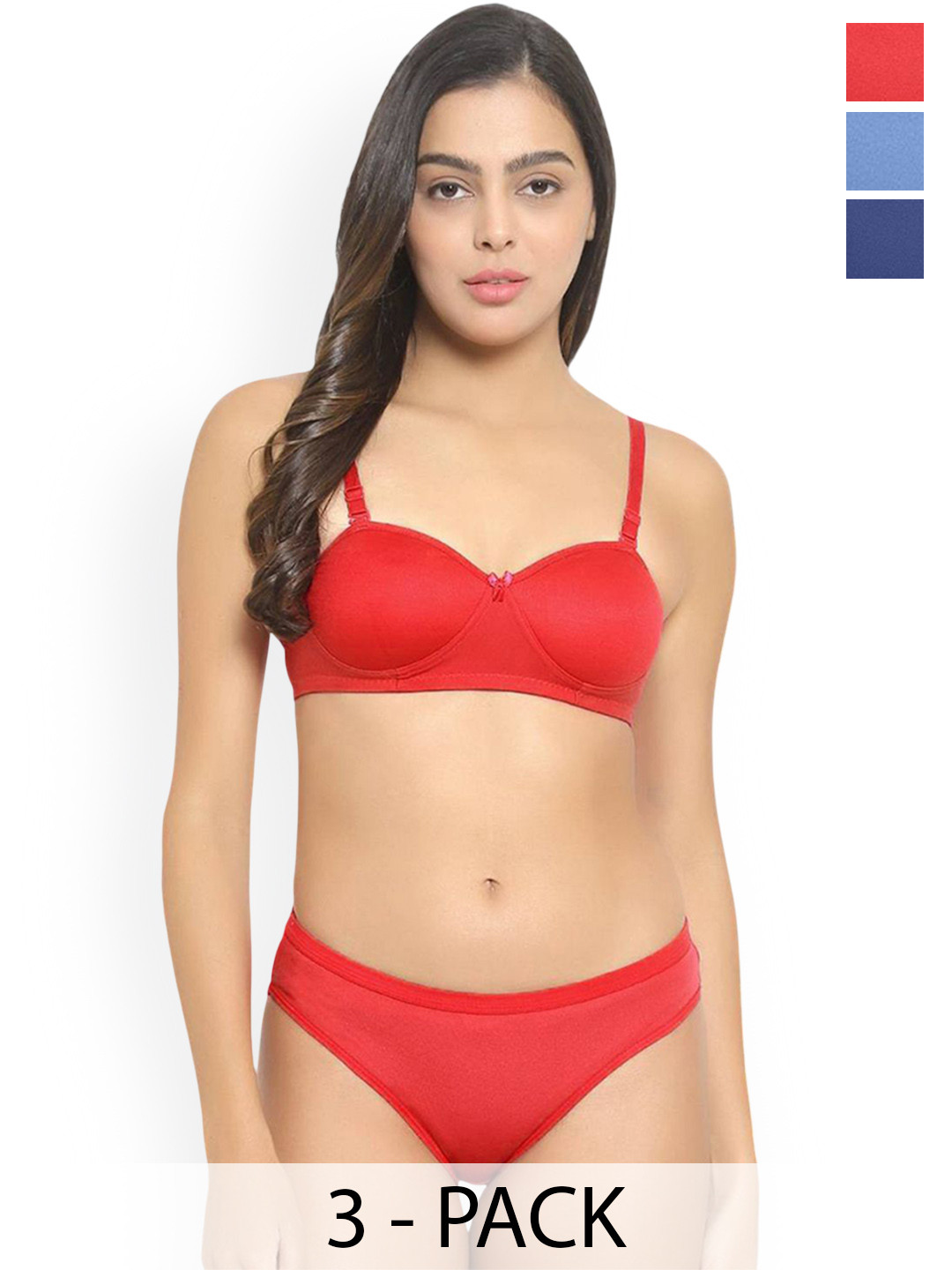 Samvar Pack Of 3 Lightly Padded Lingerie Set  B_Demi-Set_R,B,L-B