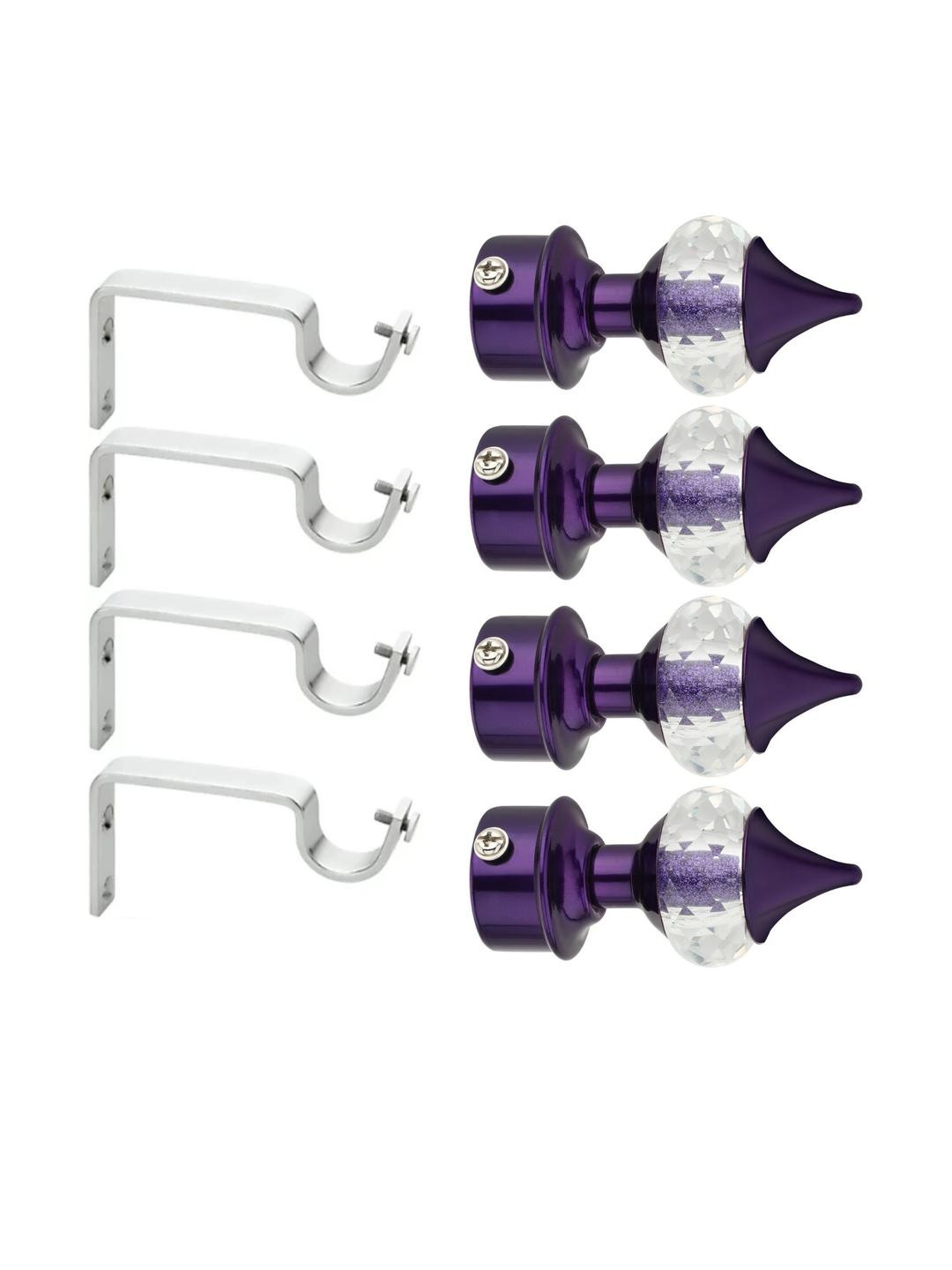 Ghazian Purple Curtain Knobs, Rod Rail Bracket Metal (Pack of 8)