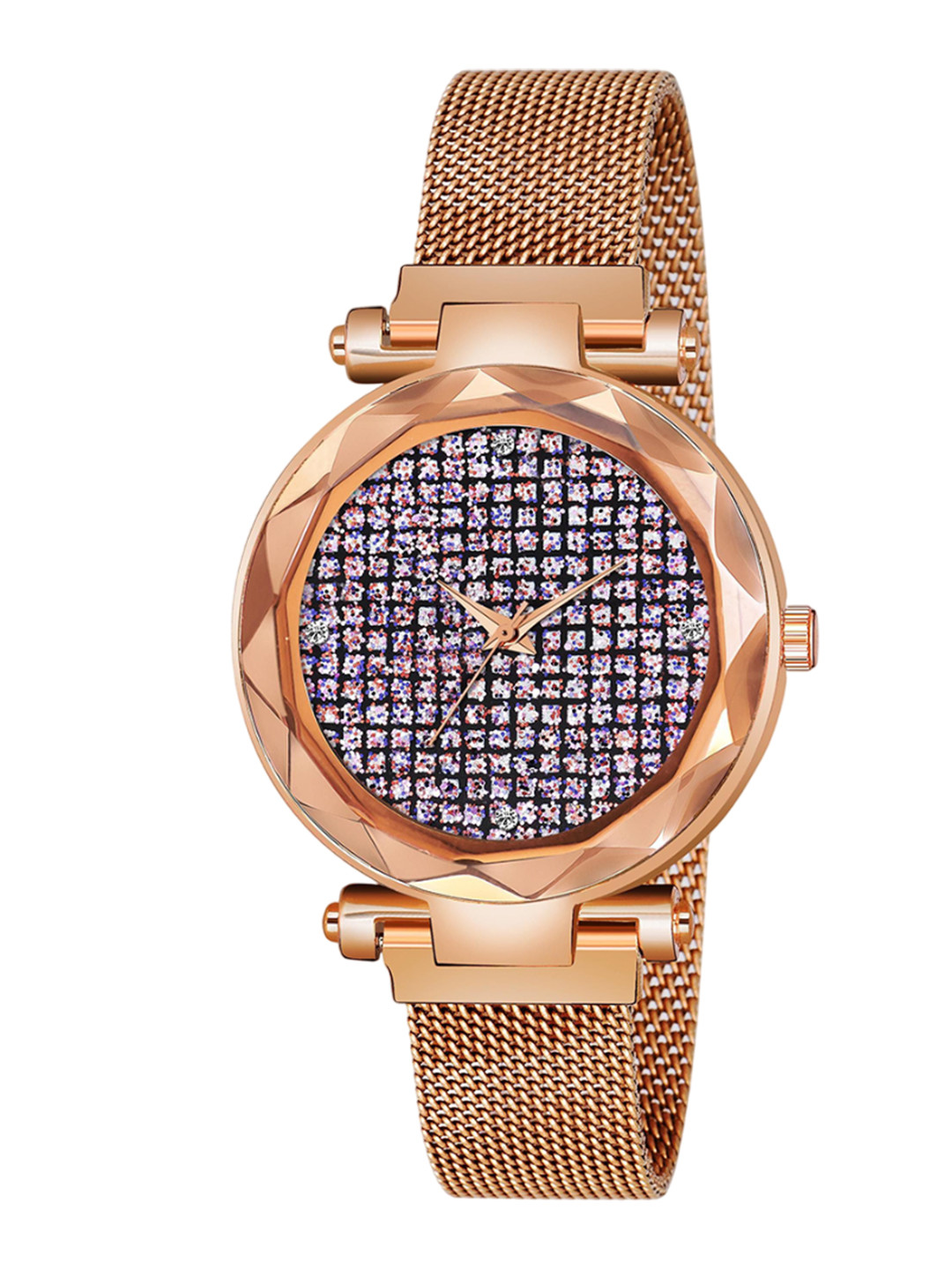 Gopal Shopcart Unisex Bracelet Style Straps Analogue Watch GR_379_Rose Gold_Full Diamouns