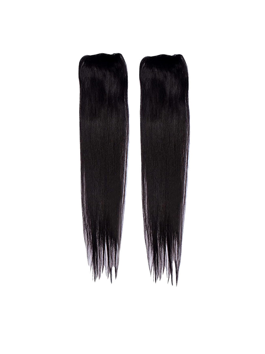 GROWTH Set Of 2 Clip-In Straight Lock Seamless Hair Extension -Natural Black -16 Inch Each