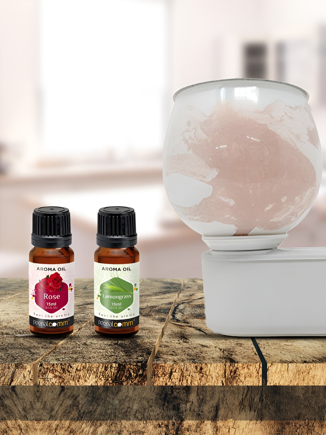 PEEPALCOMM Peach 3 Pieces Marble Printed Electric Aroma Oil Diffuser With Scented Oils