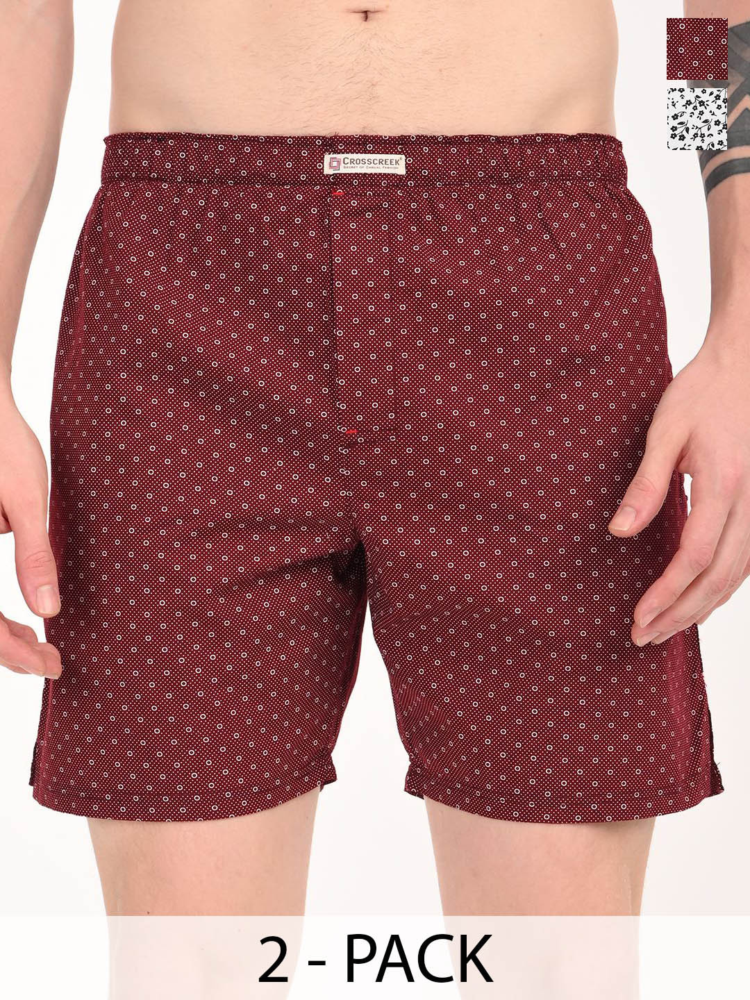Crosscreek Pack Of 2 Printed Pure Cotton Boxers BXRC06U