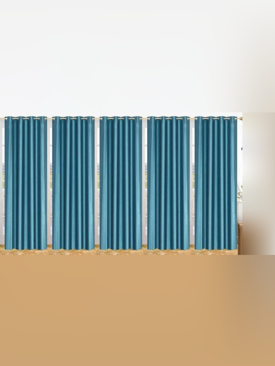 BELLA TRUE Blue 4 Pieces Wrinkle Free Long Door Curtains