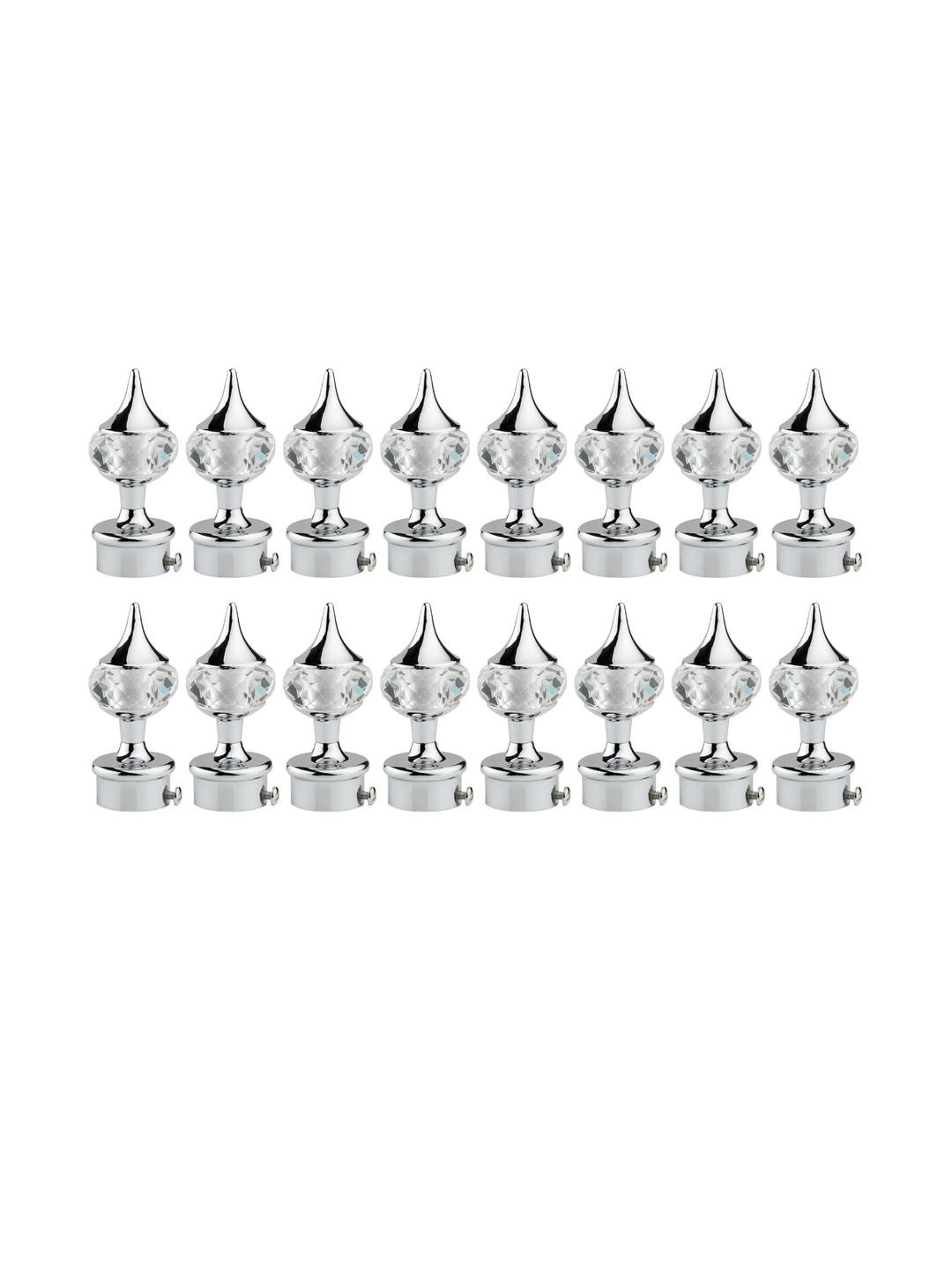 Ghazian Silver Curtain Knobs, Rod Rail Bracket Metal (Pack of 16)