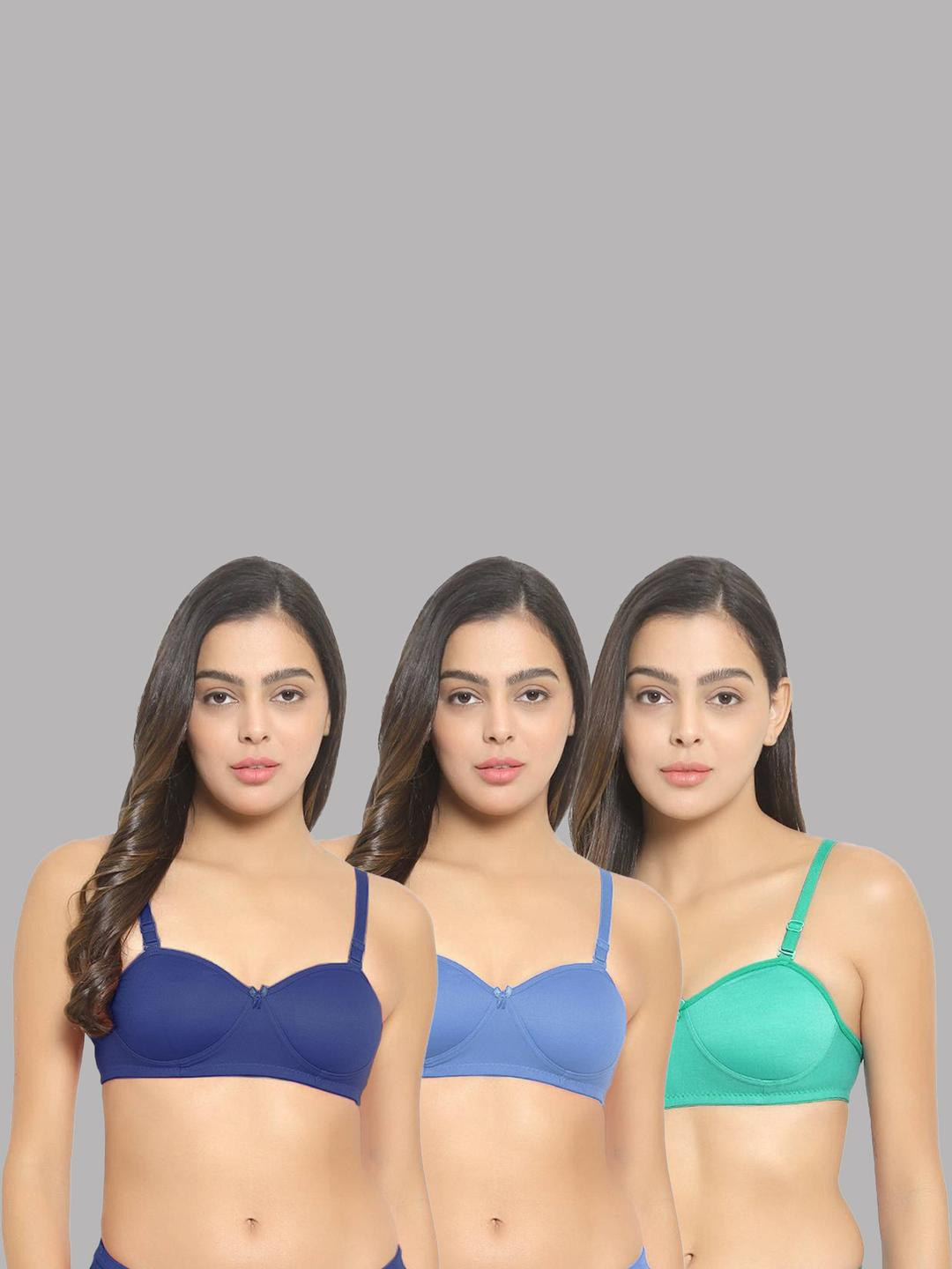 Women Cotton Blue,L-Blue,Green Padded Non-Wired Lingerie Bra Sport wear Gym Crop Tank Top