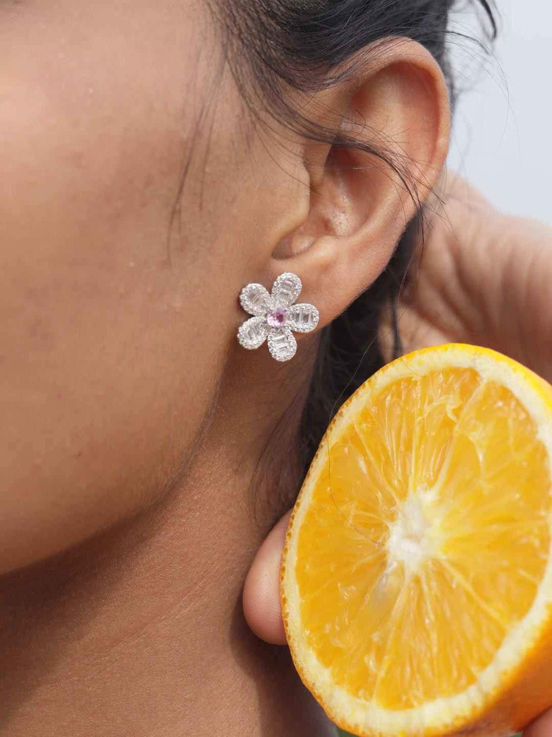 5 Petal Floral Savana Studs on Pure 925 Silver