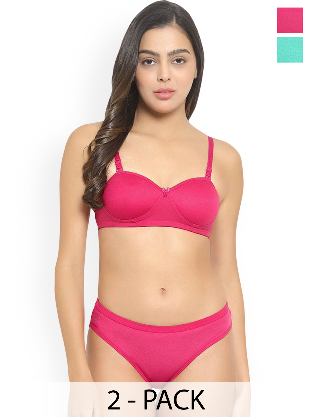 Samvar Pack Of 2 Lightly Padded Lingerie Sets B_Demi-Set_G,P