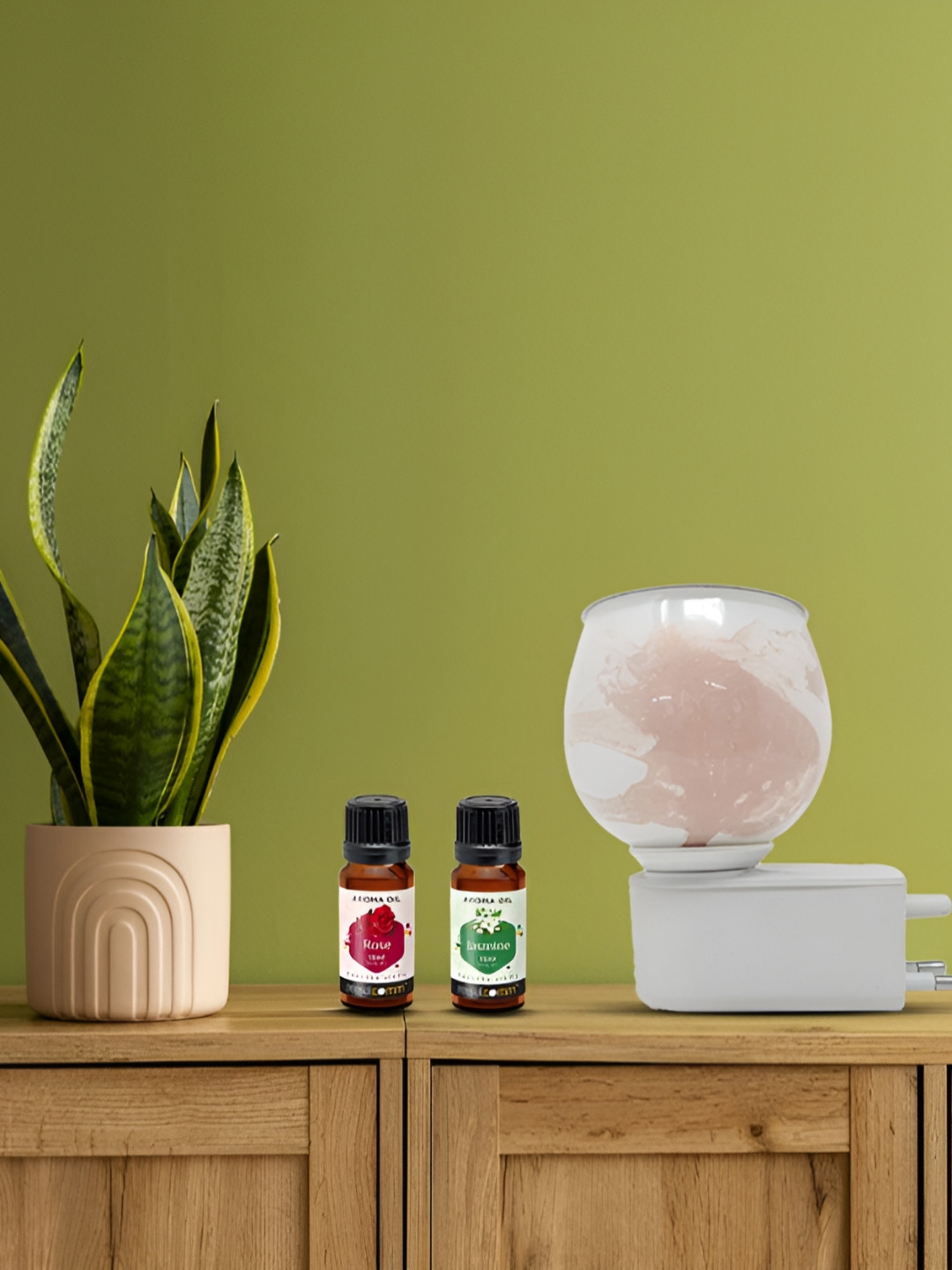 PEEPALCOMM 3Pc Peach-Colored Electric Aroma Oil Diffuser With Scented Oils 15 ml Each