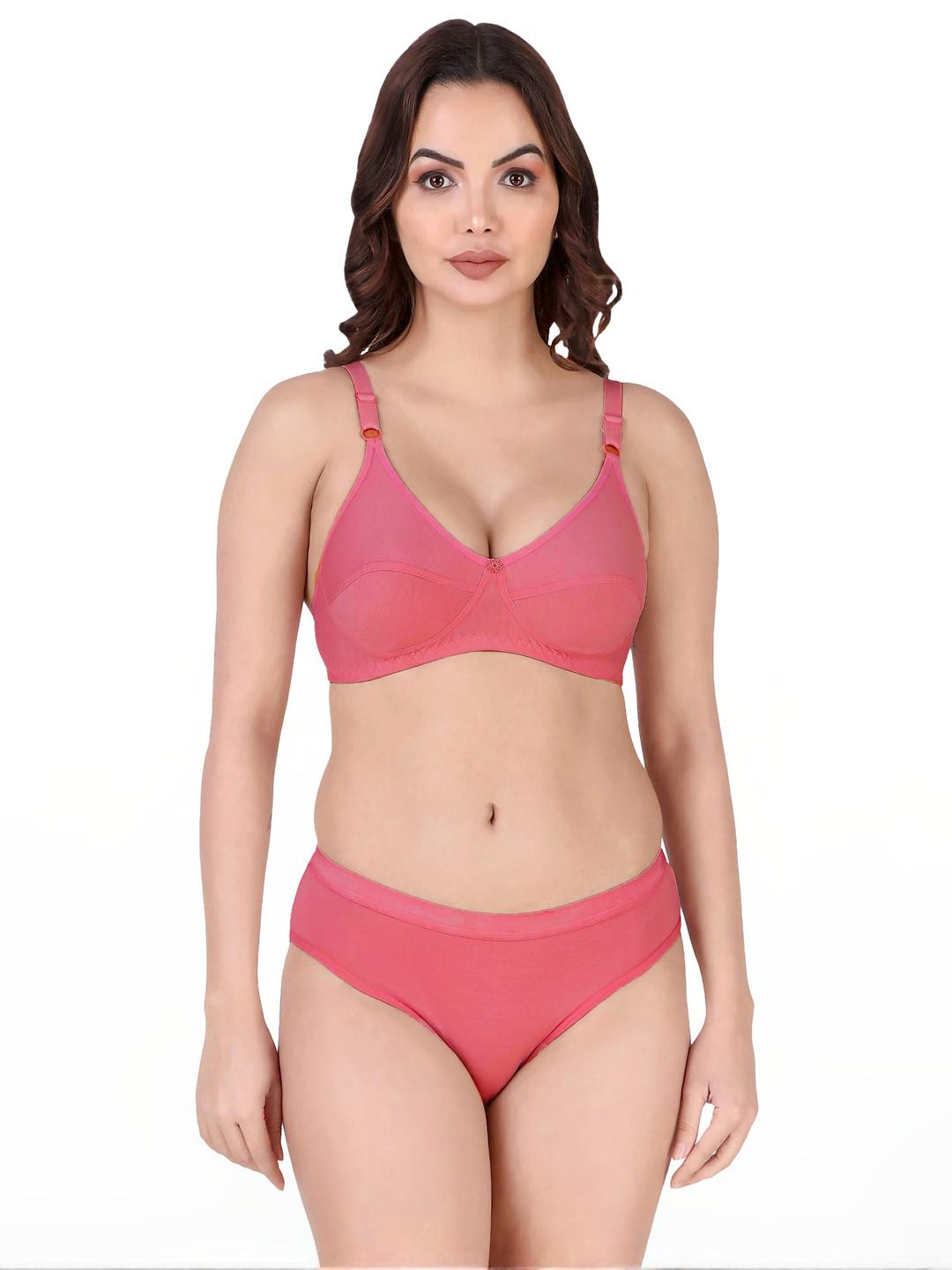 Women Red Cotton Bra Panty Set for Lingerie Set Undergarments Pack of 1