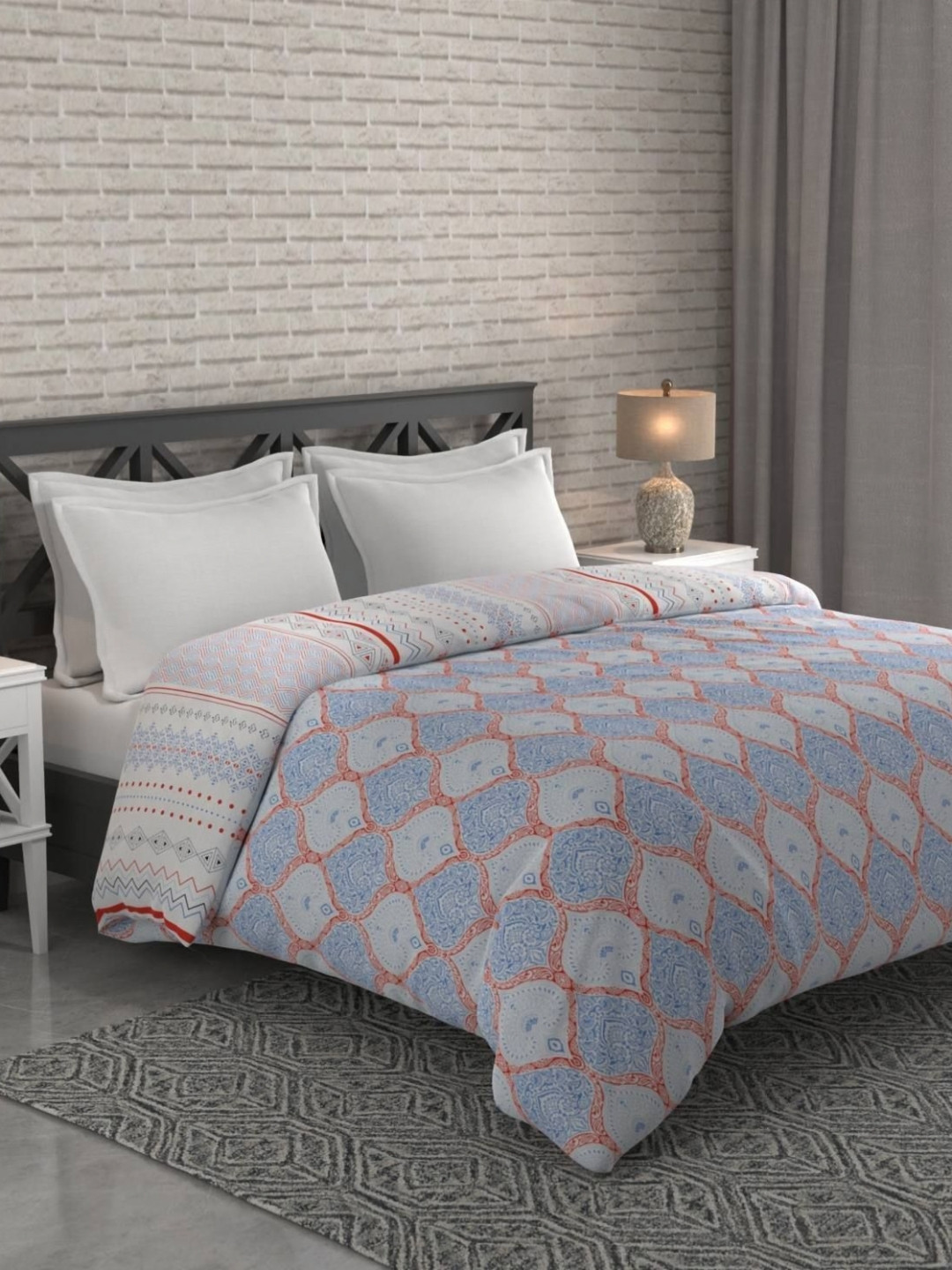 Bichauna Malhar Blue Ethnic Motifs Printed Cotton AC Room 120 GSM Double Bed Comforter