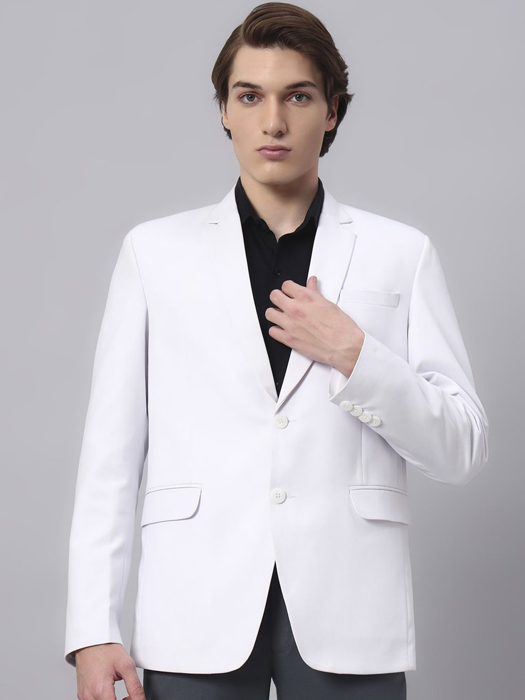 Darelooks Premium Clothing Men White Slim Fit Single Breasted Party Formal Blazer