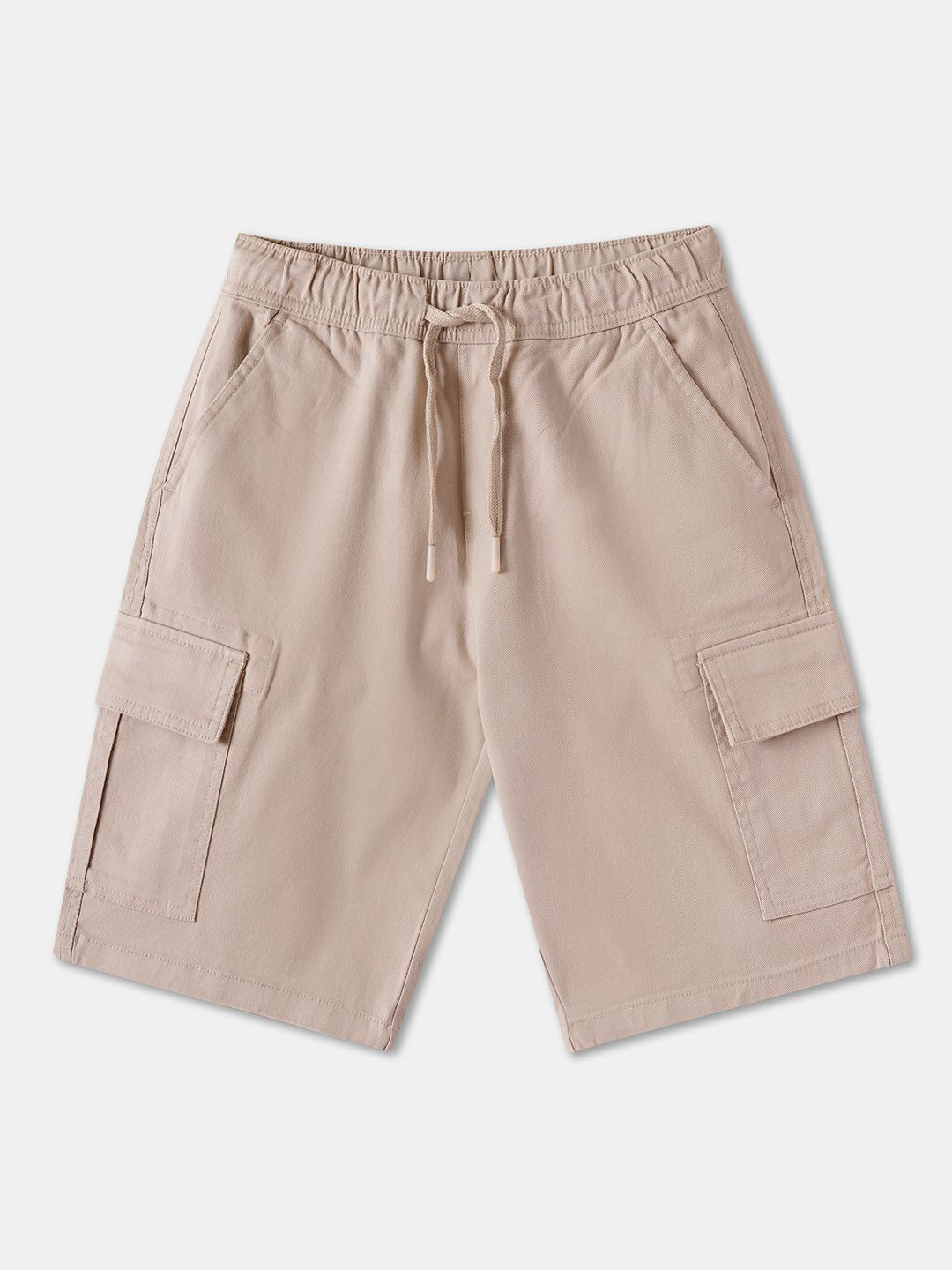 R&B Boys Solid Beige Cargo Causal Shorts