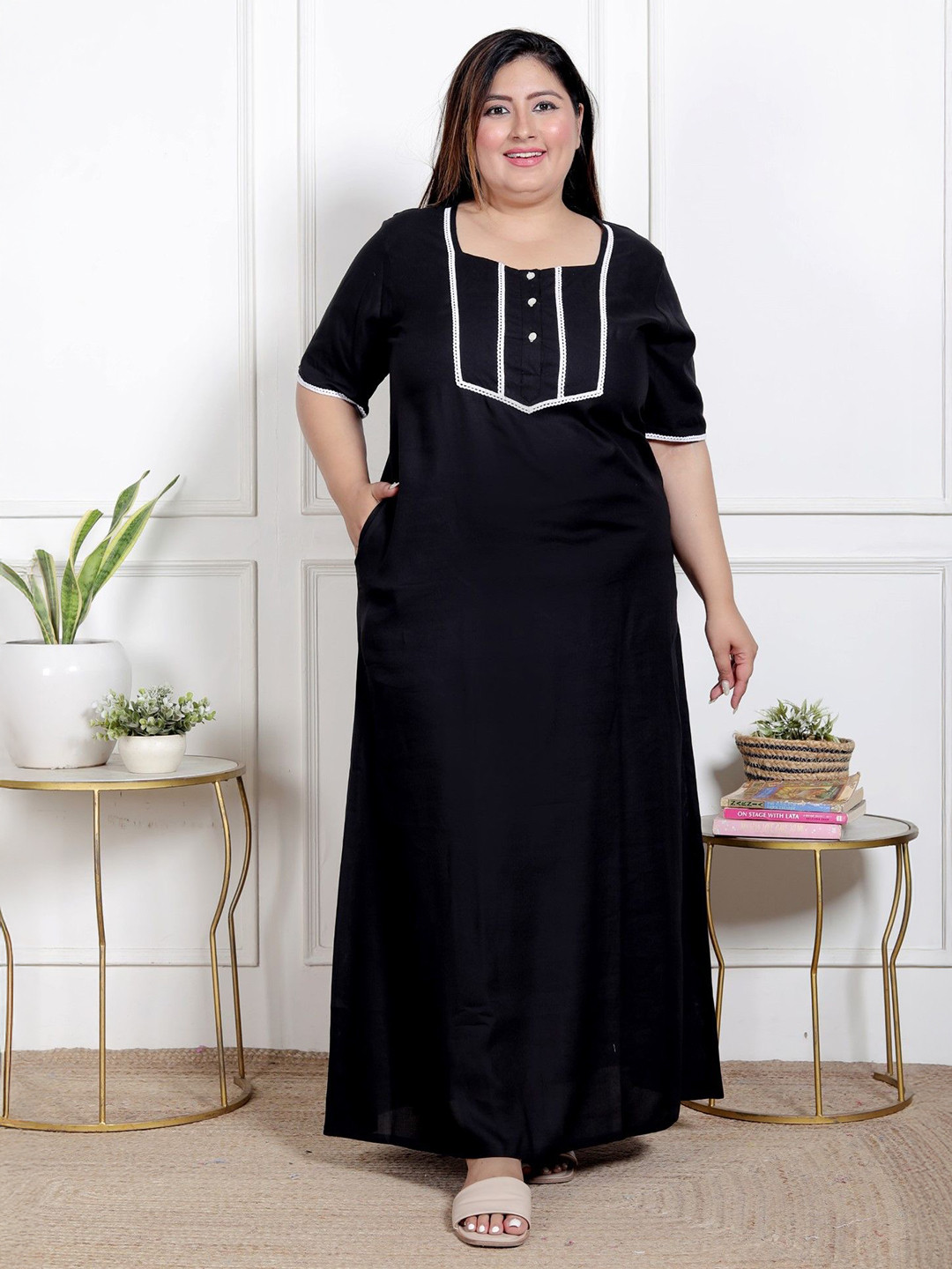 Swasti Women Embroidered Plus Size Comfortable Maxi Dress
