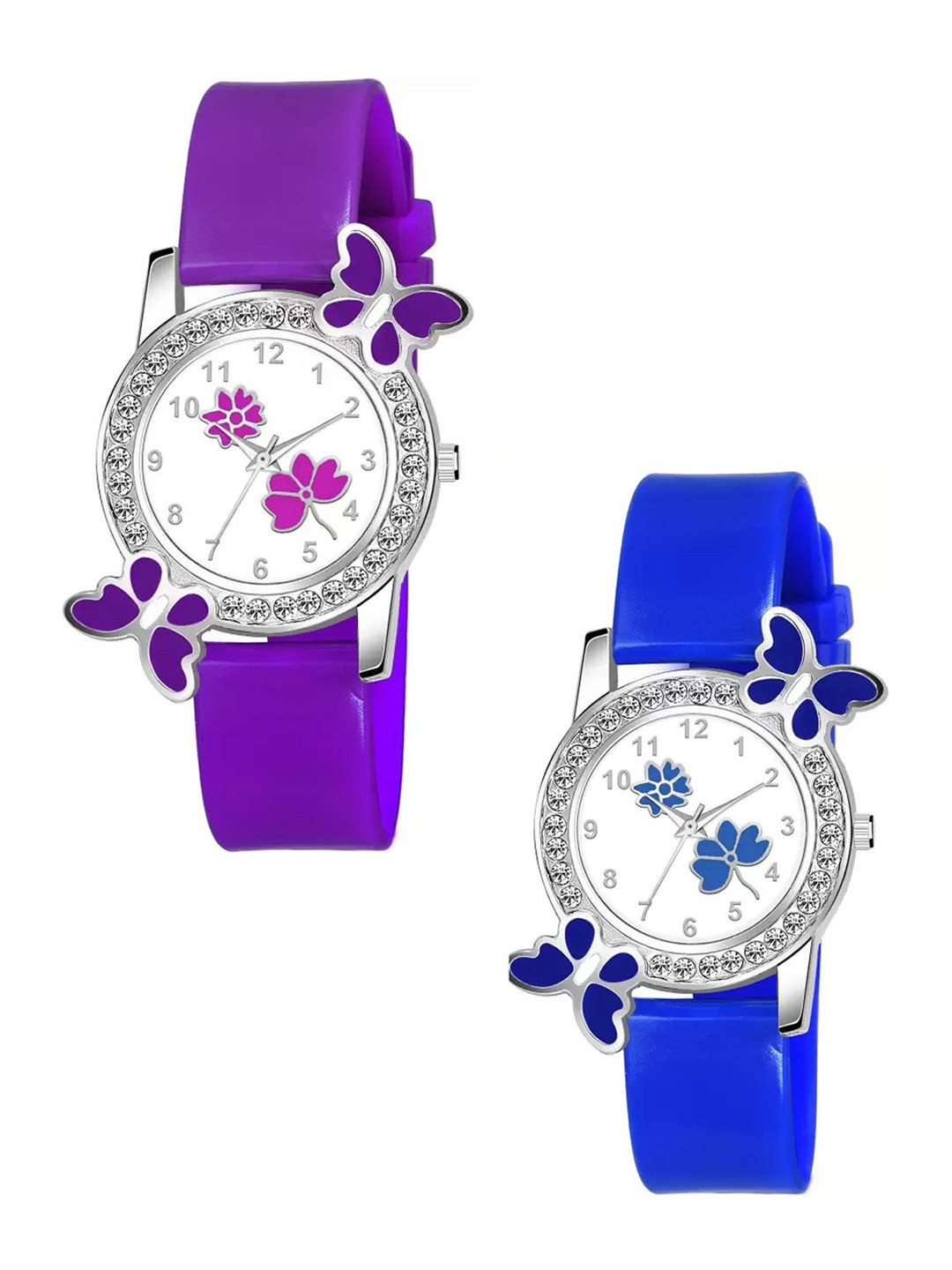 Gopal Shopcart Unisex Set Of 2 Embellished Analogue Watches -  328 PUR315 BLU315