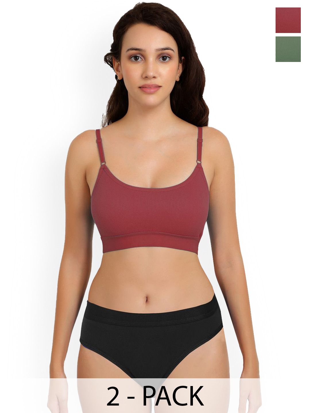 Samvar Pack Of 2 Cotton Non Padded Lingerie Sets Goma Set_M,G
