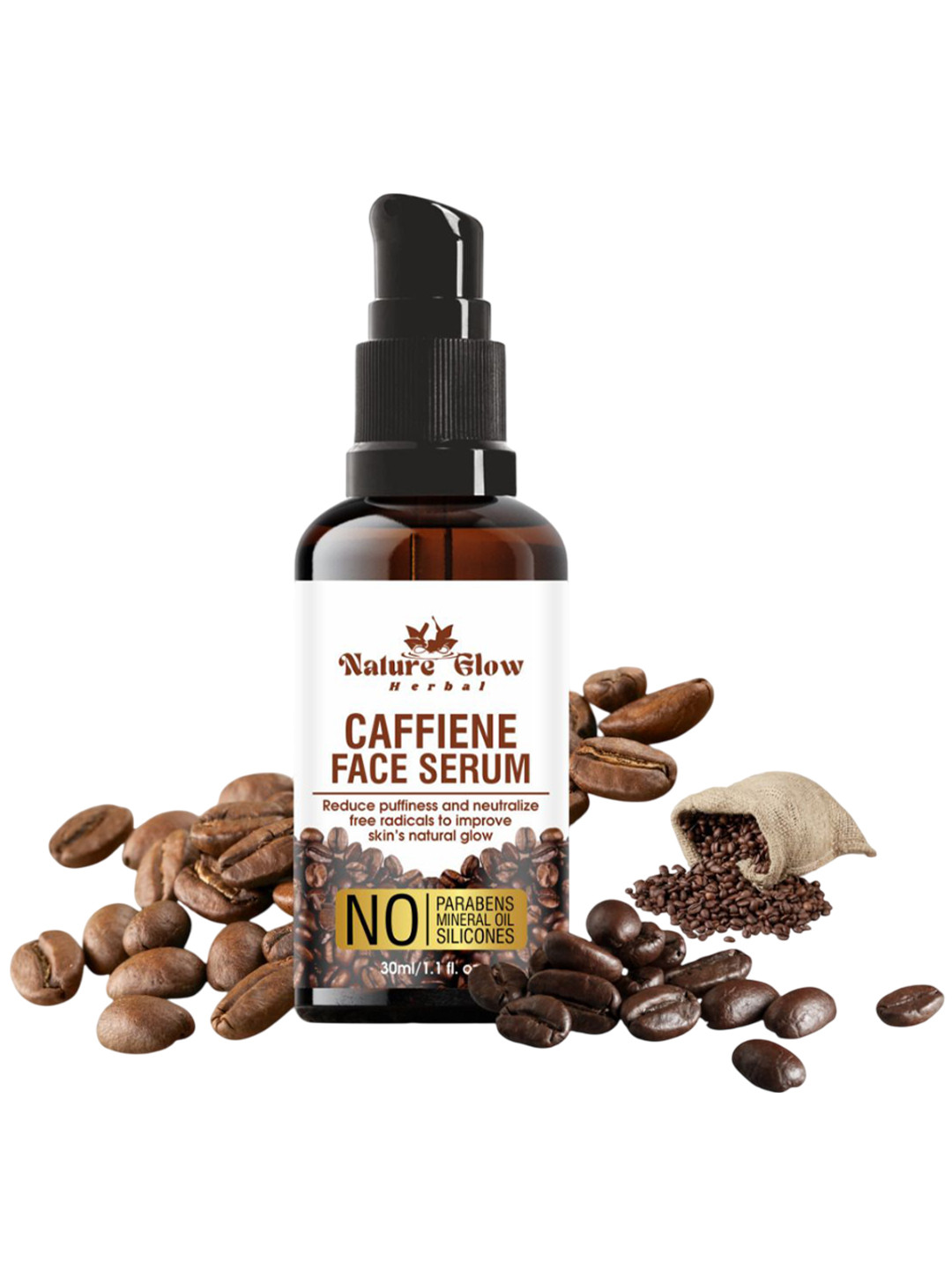 Nature Glow Herbal Caffeine Face Serum For Natural Glow -30 ml