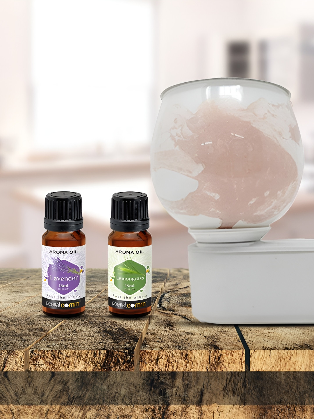 PEEPALCOMM Peach 3 Pieces Marble Printed Electric Aroma Oil Diffuser With Scented Oils