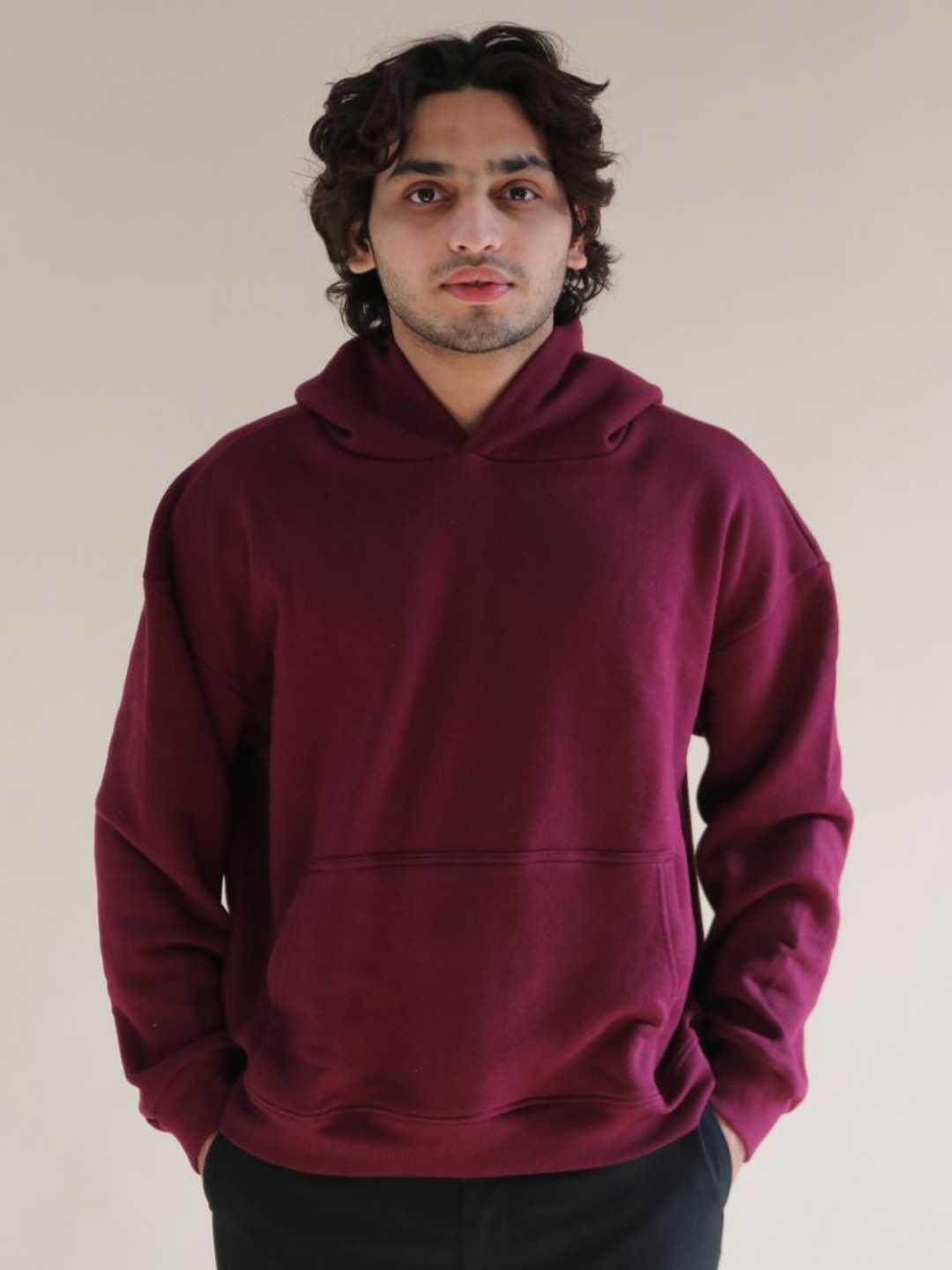RARE & REAL Men Solid Cotton Hooded Sweatshirt