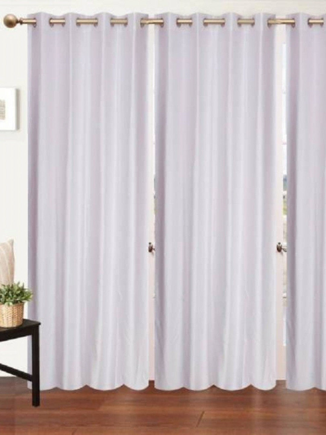 BELLA TRUE White 3 Pieces Eyelet Fitted Long Door Curtains