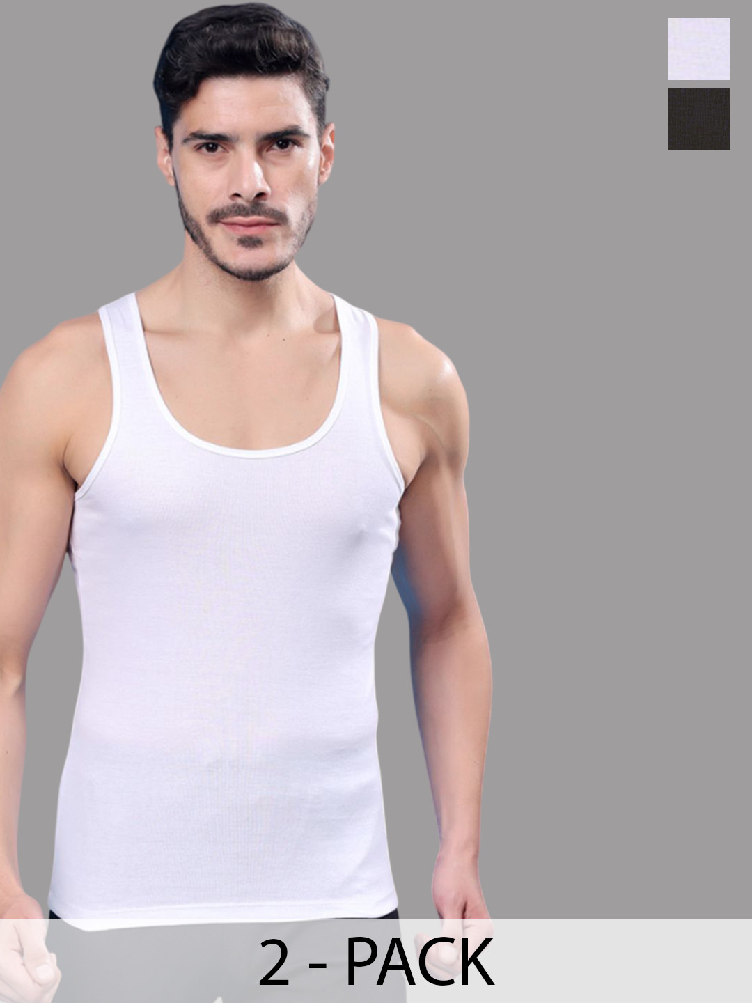 FBAR Pack Of 2 Ribbed Pure Cotton Gym Vest R-02-17