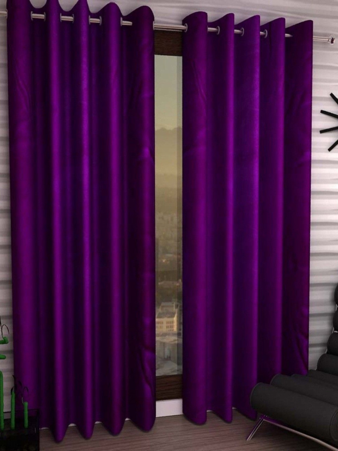 BELLA TRUE Lavender 2 Pieces Black Out Long Door Curtains