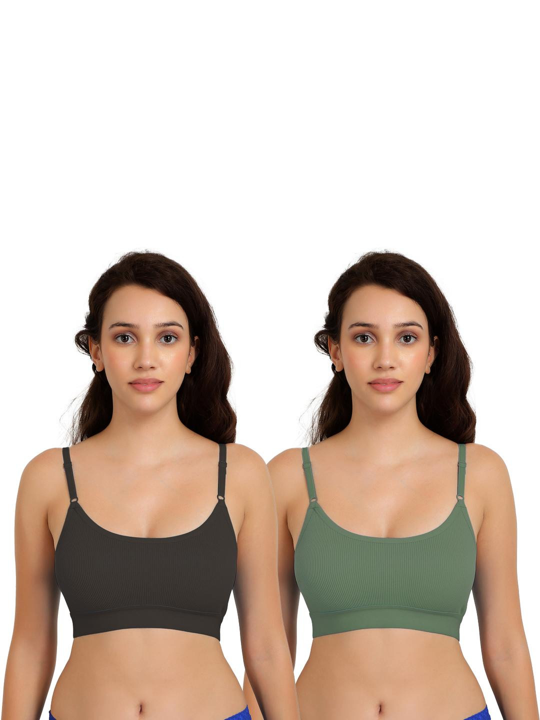 Women Cotton Black,Green Non Padded Non-Wired Lingerie Bra Sport wear Gym Crop Tank Top