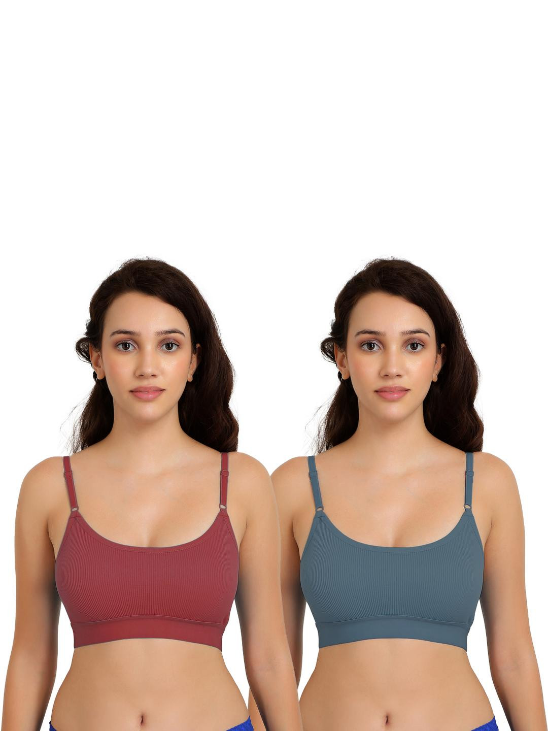 Women Cotton Maroon,Dark Green Non Padded Non-Wired Lingerie Bra Sport wear Gym Crop Tank Top