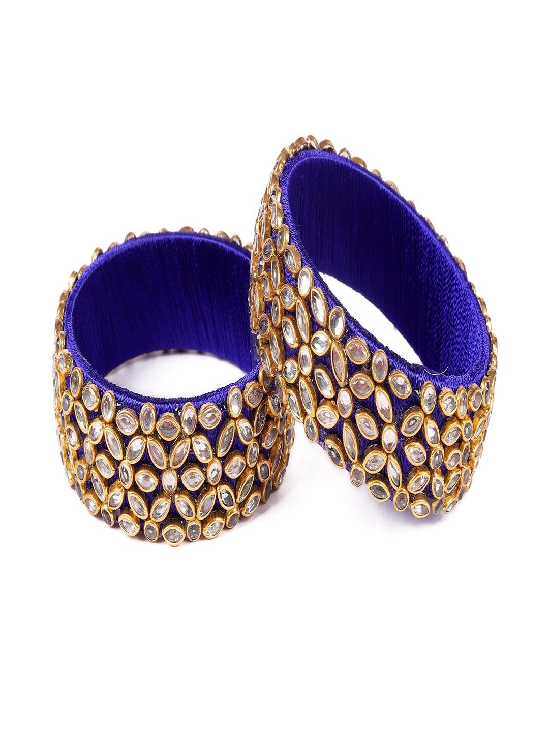 Saumakshi Set of 2 Navy Blue Silk Thread Kada