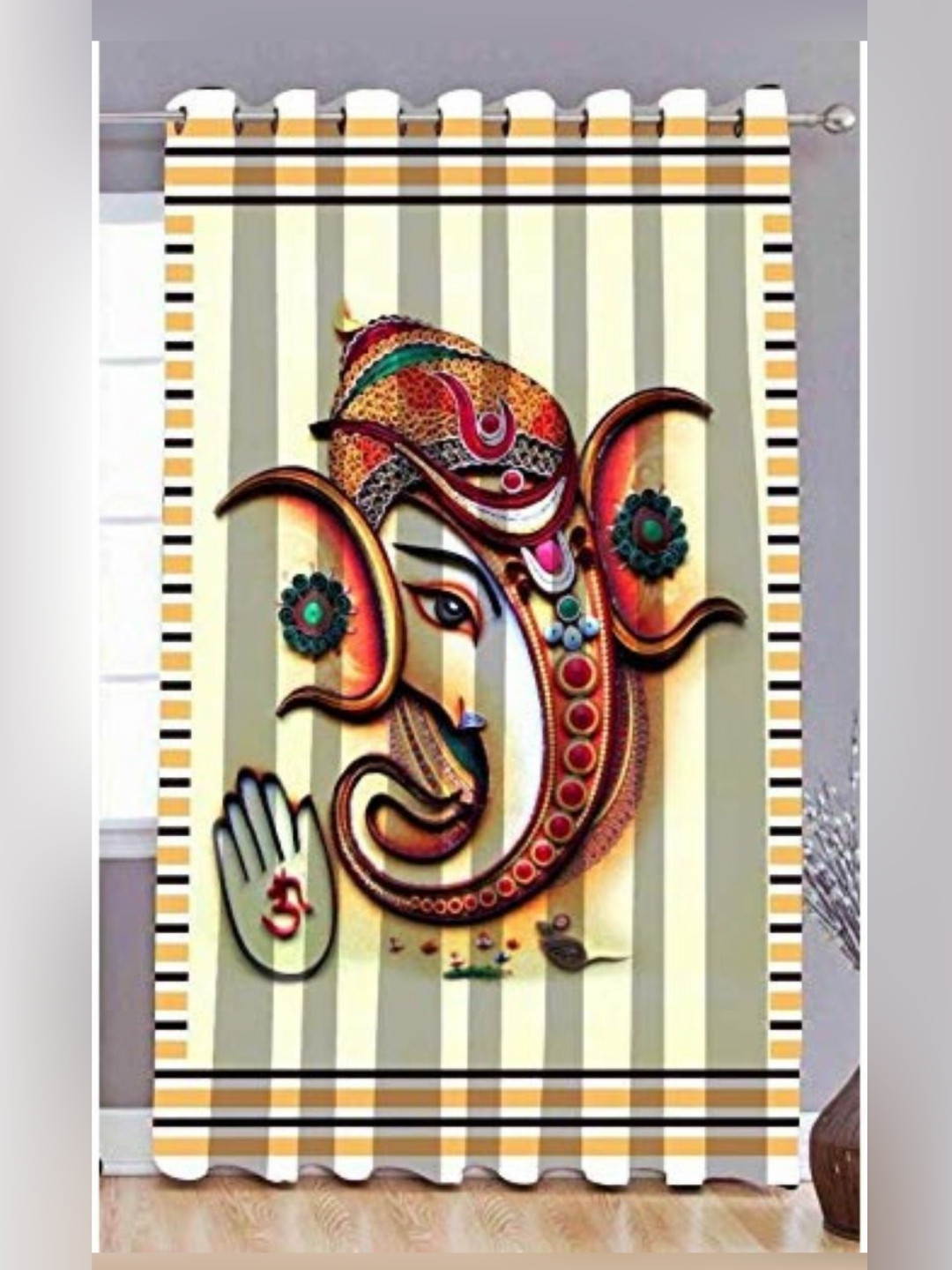 BELLA TRUE White And Red Ethnic Motifs Printed Long Door Curtain