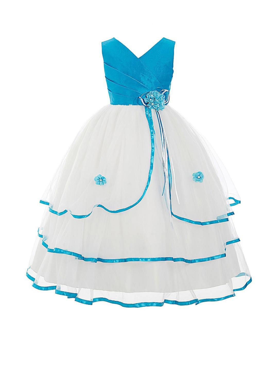 Shahina Fashion Girls Self Design Flral Detail Satain Fit & Flare Maxi Dress