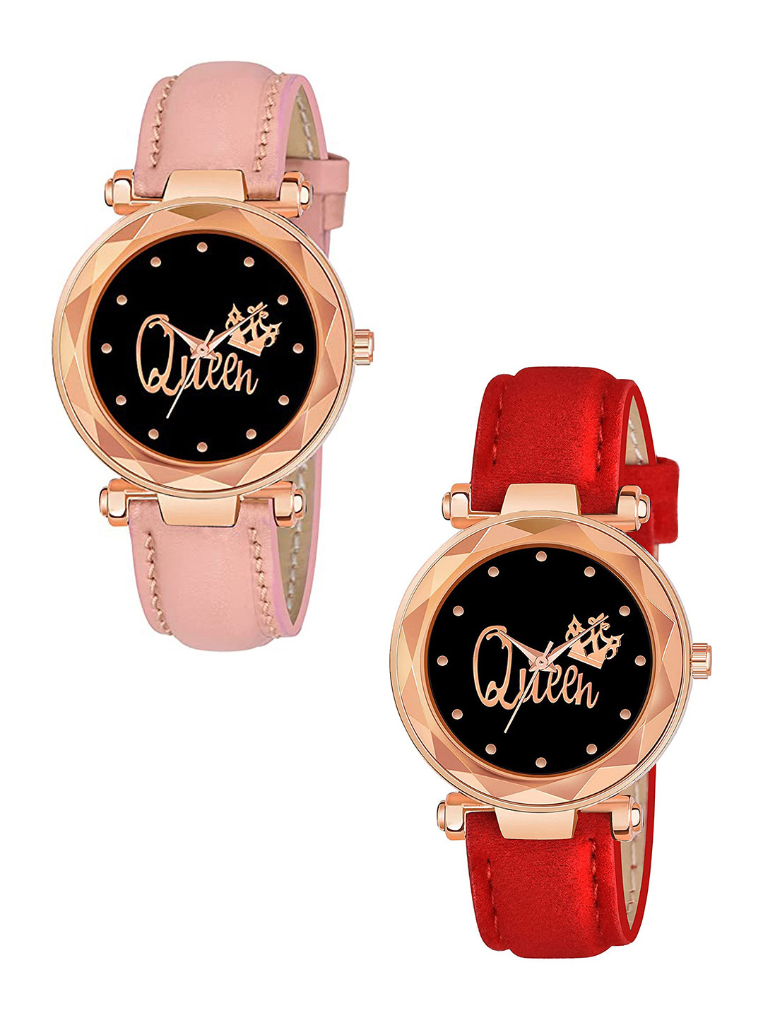 Gopal Shopcart Women Pack Of 2 Printed Dial Analogue Watch GR379RG Q RED Vel PINK G L