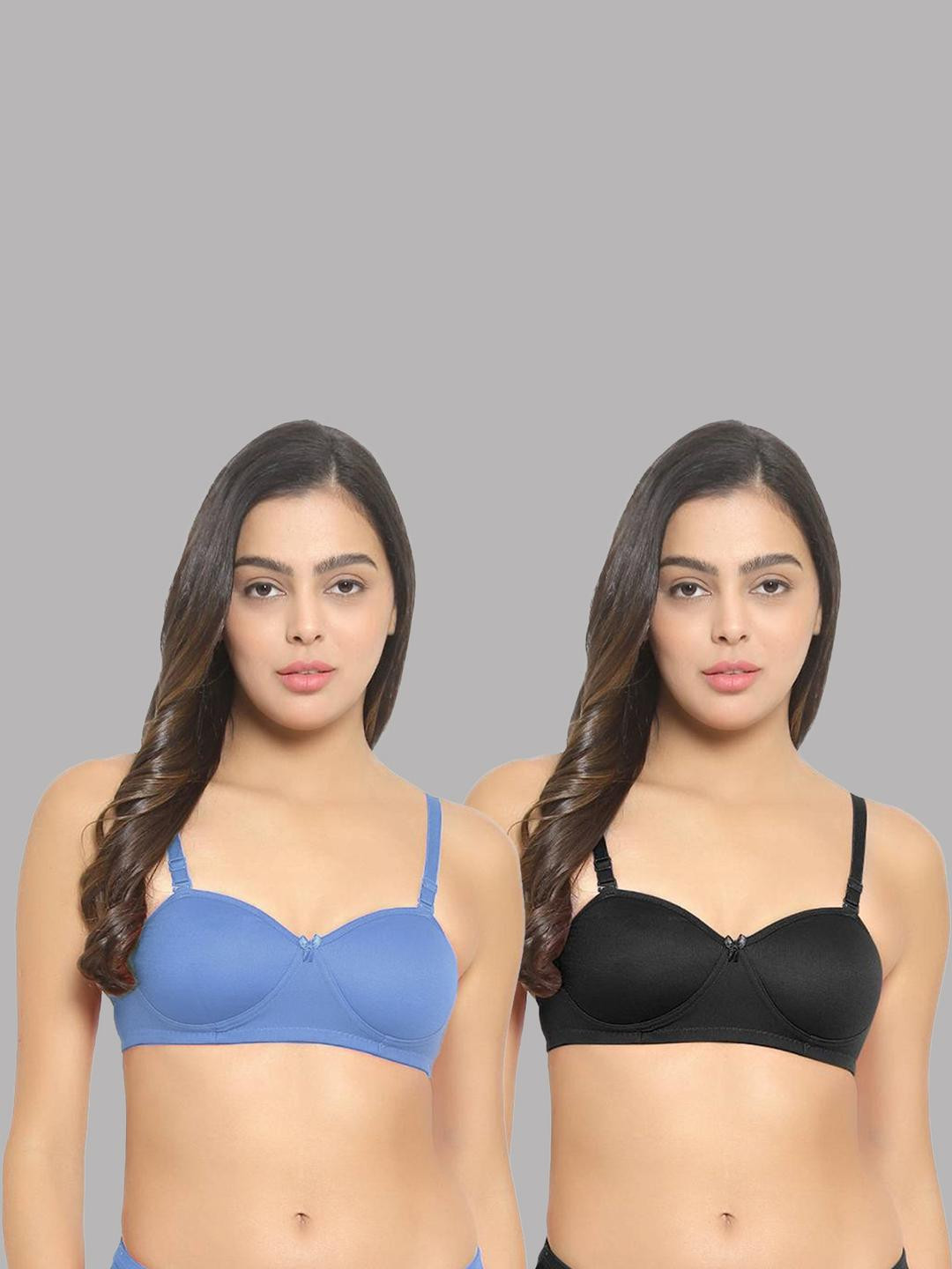 Women Cotton L-Blue,Black Padded Non-Wired Lingerie Bra Sport wear Gym Crop Tank Top