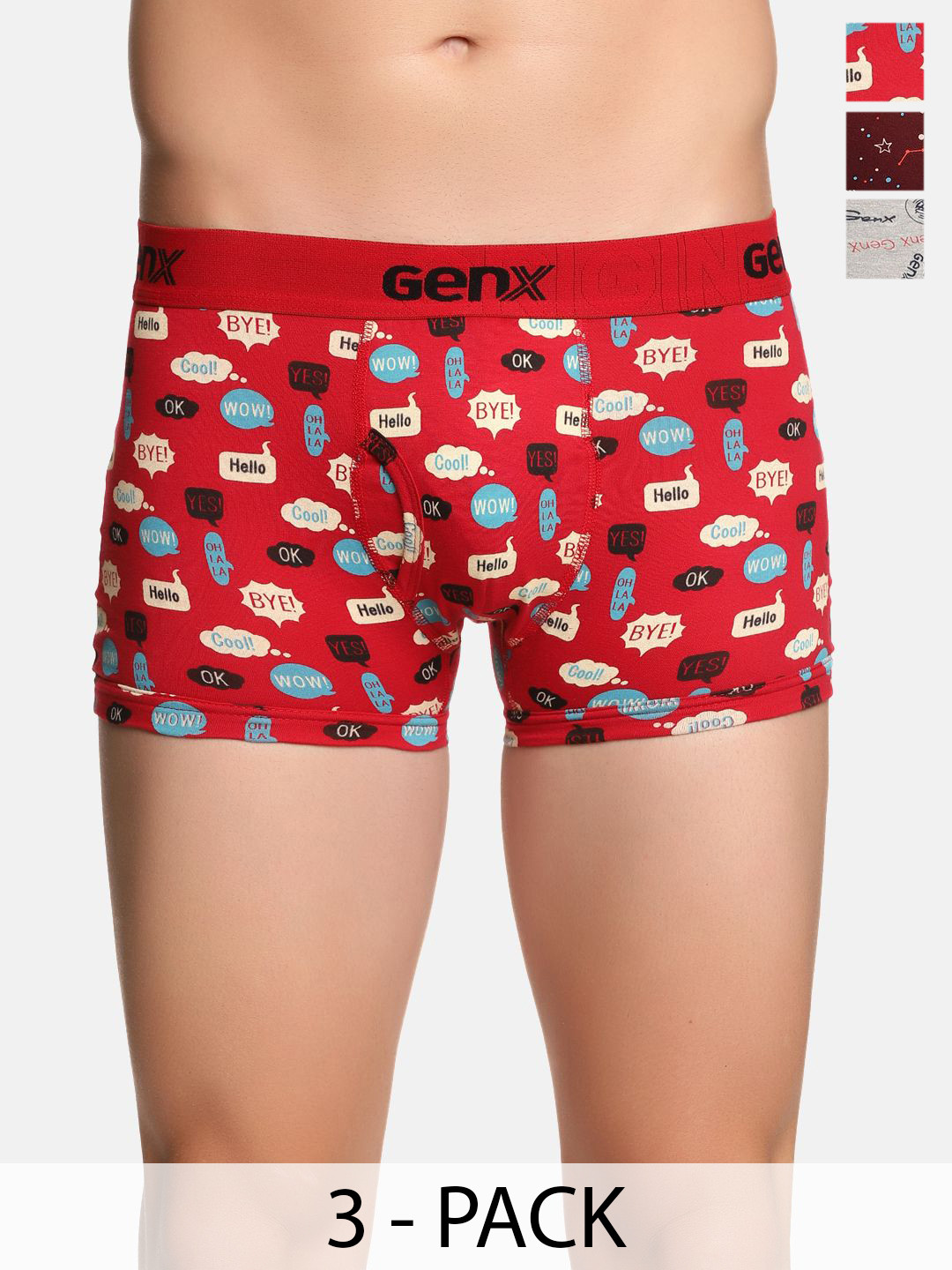 Genx Pack Of 3 Assorted Trunks Genx-Jazz-Printed-Drawer-OE-3